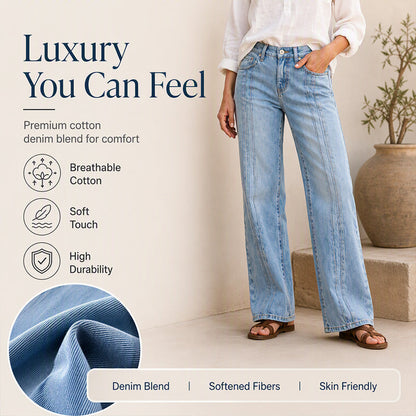 Women's Wide-Leg Jeans with Front Seams