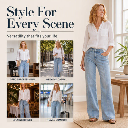 Women's Wide-Leg Jeans with Front Seams