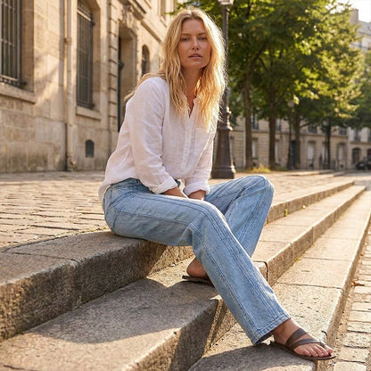 Women's Wide-Leg Jeans with Front Seams
