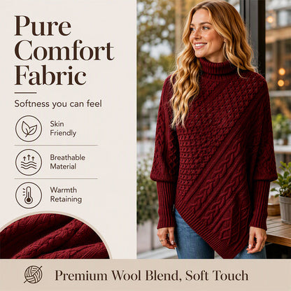 Women's Cable Knit Poncho Sweater