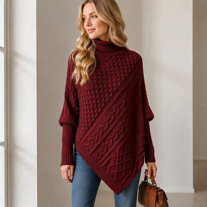 Women's Cable Knit Poncho Sweater