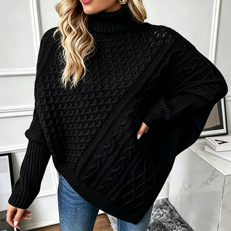 Women's Cable Knit Poncho Sweater