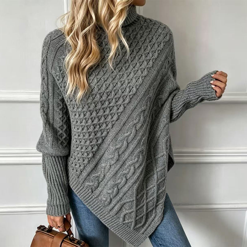 Women's Cable Knit Poncho Sweater