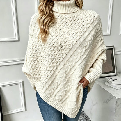 Women's Cable Knit Poncho Sweater