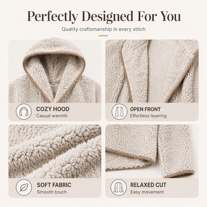 Women's Casual Hooded Plush Cardigan