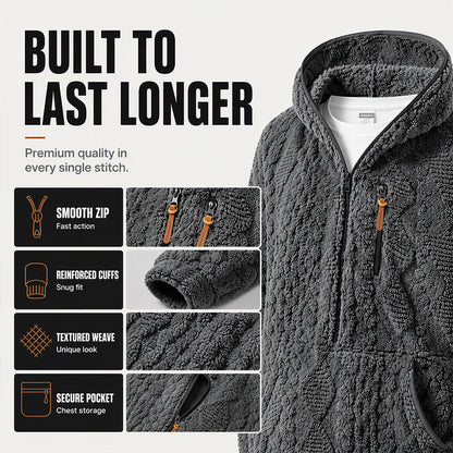 Men's Textured Sherpa Half-Zip Hooded Jacket