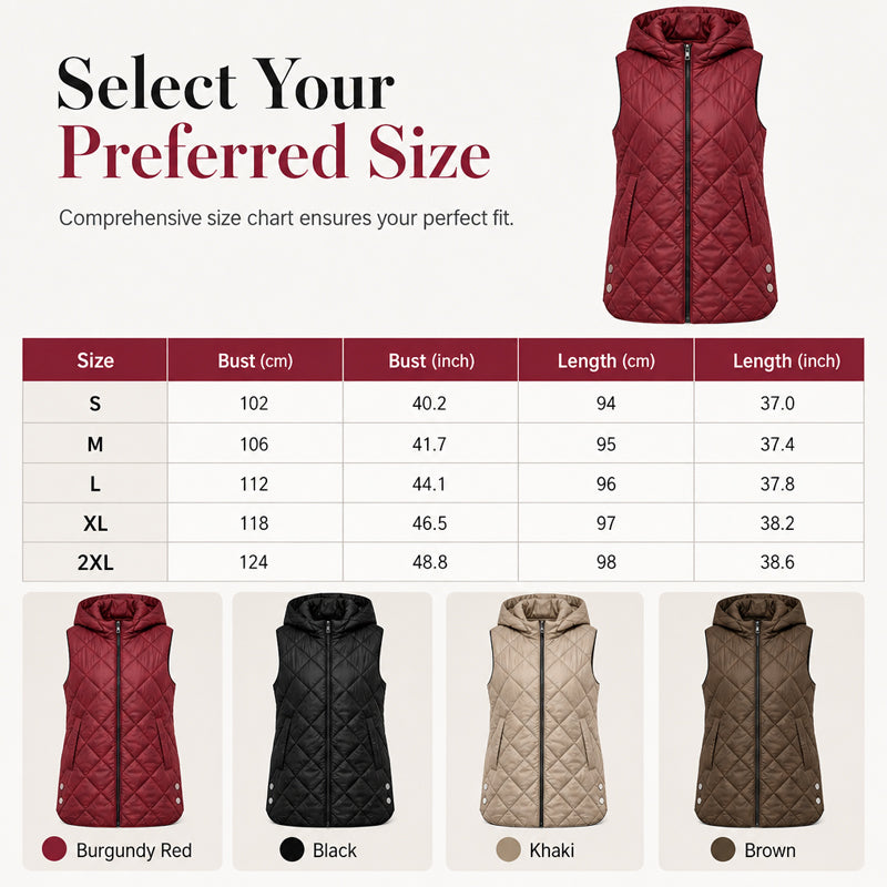 Women's Casual Mid-Length Hooded Padded Vest