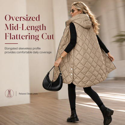 Women's Casual Mid-Length Hooded Padded Vest
