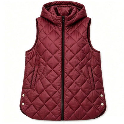 Women's Casual Mid-Length Hooded Padded Vest
