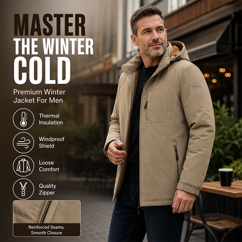 Men's Winter Warm Waterproof Hooded Jacket