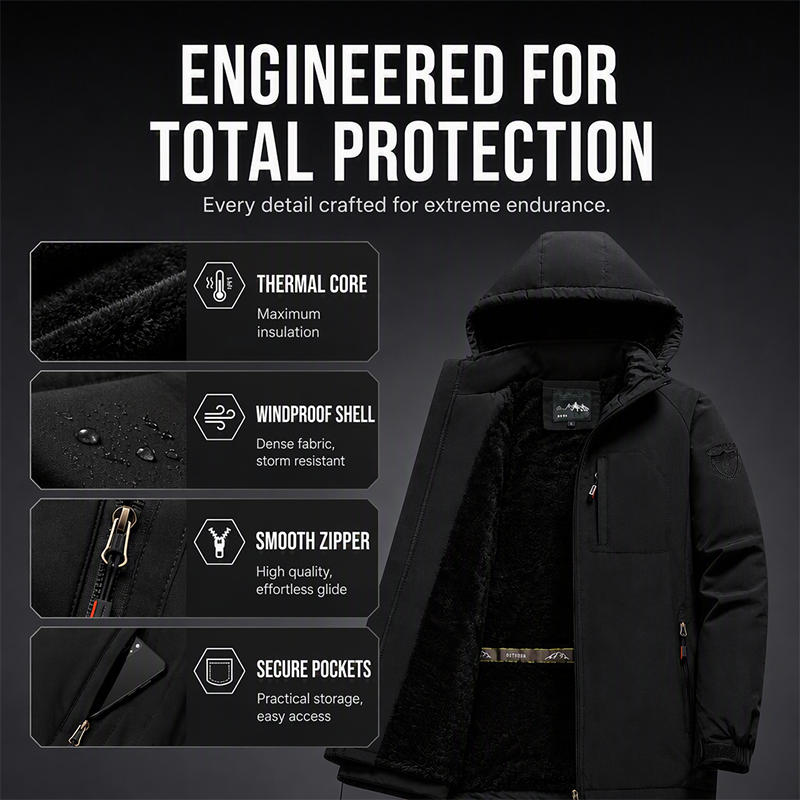 Men's Winter Warm Waterproof Hooded Jacket