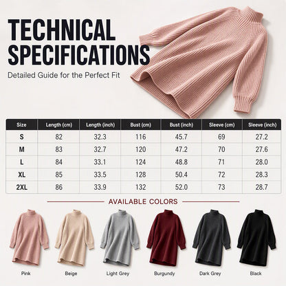 Women's Cozy Turtleneck Knit Sweater Dress