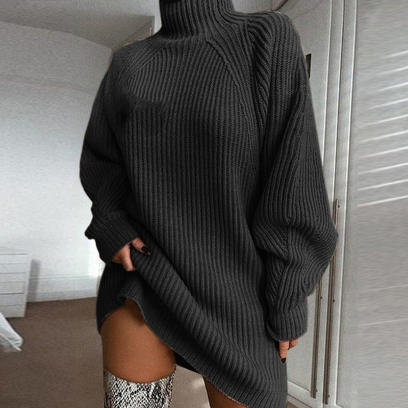 Women's Cozy Turtleneck Knit Sweater Dress