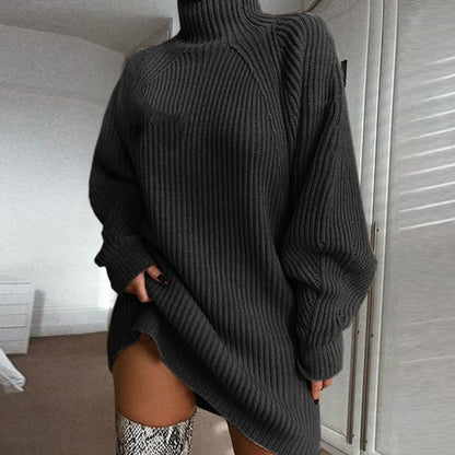 Women's Cozy Turtleneck Knit Sweater Dress