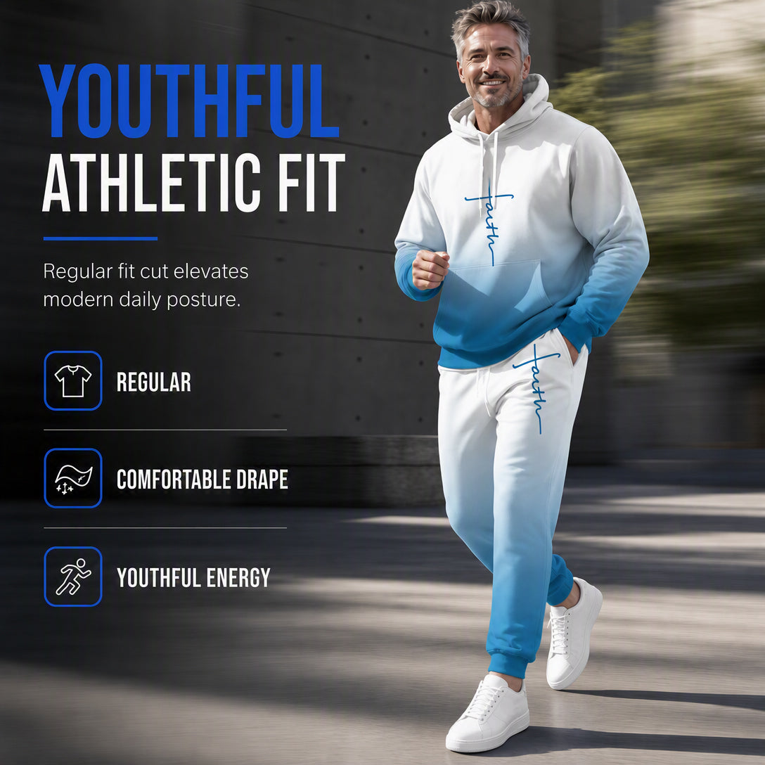 Men's 3D Digital Print Long Sleeve Hooded Sweatshirt and Pants Set Loose Fit Tracksuit for Spring and Autumn