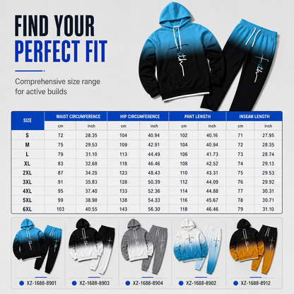 Men's 3D Digital Print Long Sleeve Hooded Sweatshirt and Pants Set Loose Fit Tracksuit for Spring and Autumn