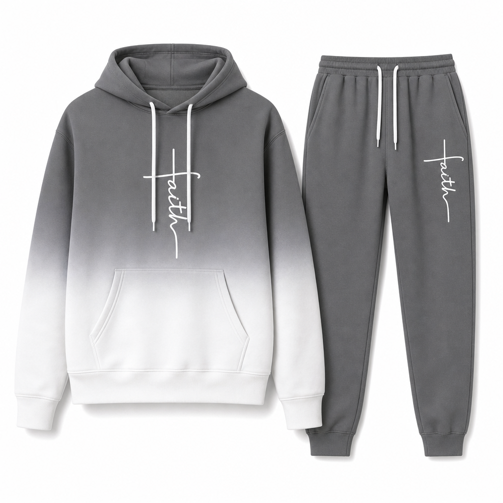 Men's 3D Digital Print Long Sleeve Hooded Sweatshirt and Pants Set Loose Fit Tracksuit for Spring and Autumn