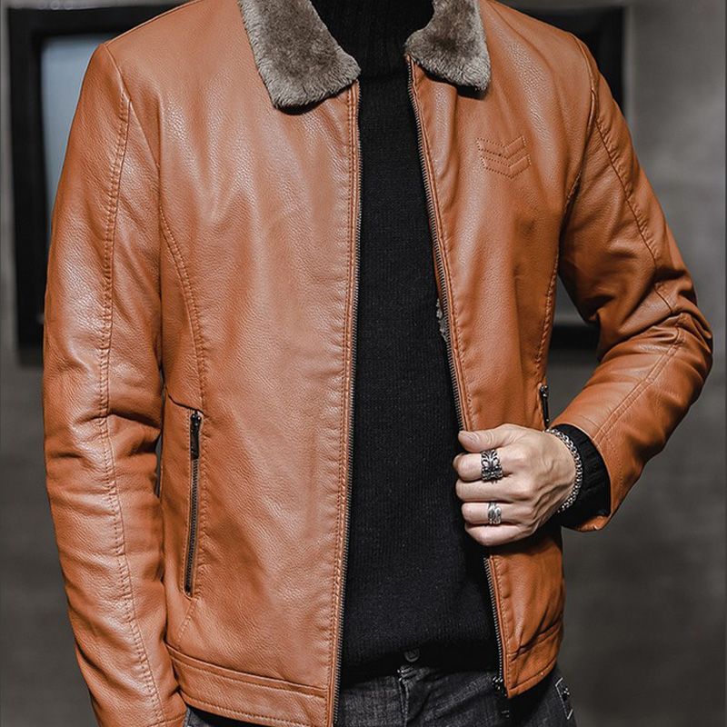 🧥 Plush-Lined Warmth, Refined Leather-Look Style | Men's Zip Jacket