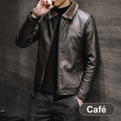 🧥 Plush-Lined Warmth, Refined Leather-Look Style | Men's Zip Jacket