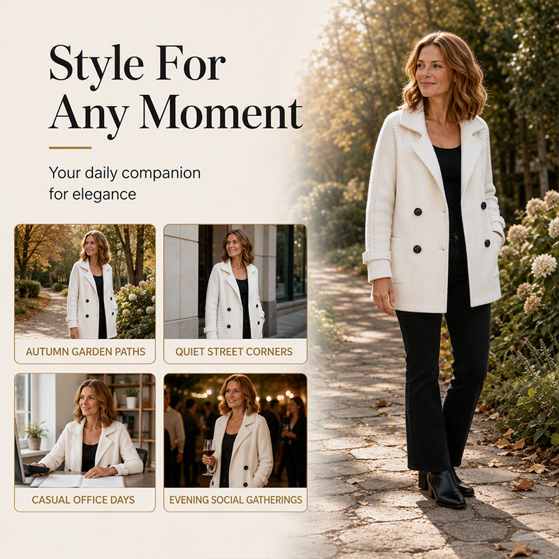 Women's Casual Double Breasted Lapel Coat