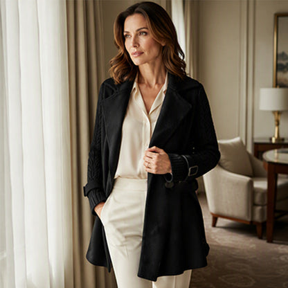 Women's Casual Double Breasted Lapel Coat