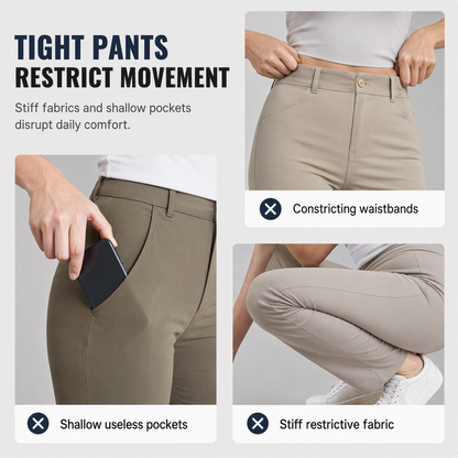 Women's Relaxed Fit Straight Leg Cargo Pants with Elastic Drawstring Waist and Side Utility Pockets