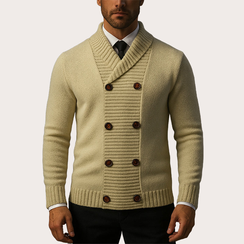 Men's Double Breasted Shawl Collar Knit Cardigan