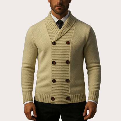 Men's Double Breasted Shawl Collar Knit Cardigan