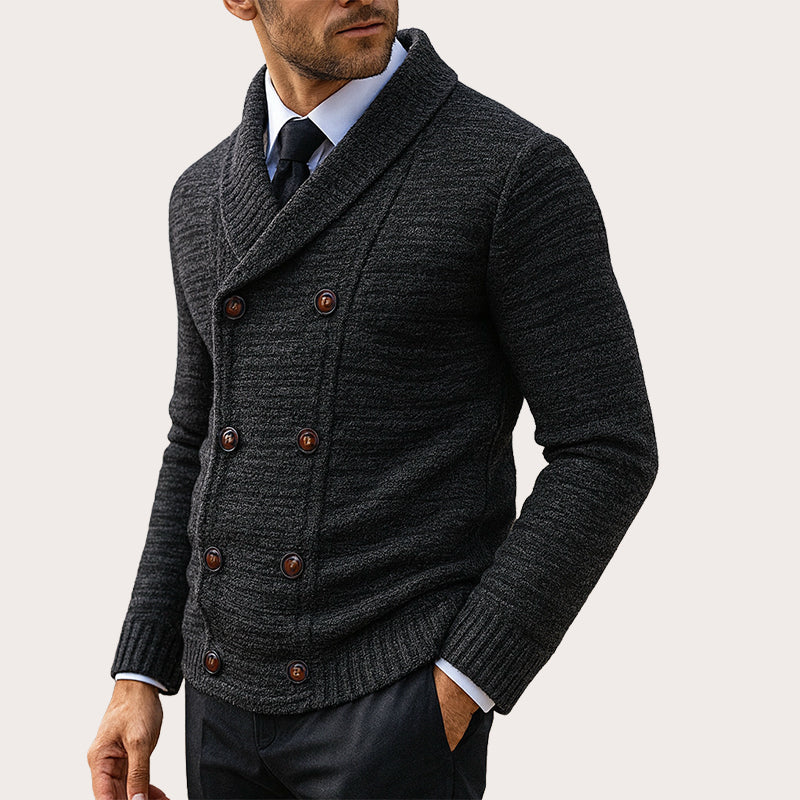 Men's Double Breasted Shawl Collar Knit Cardigan
