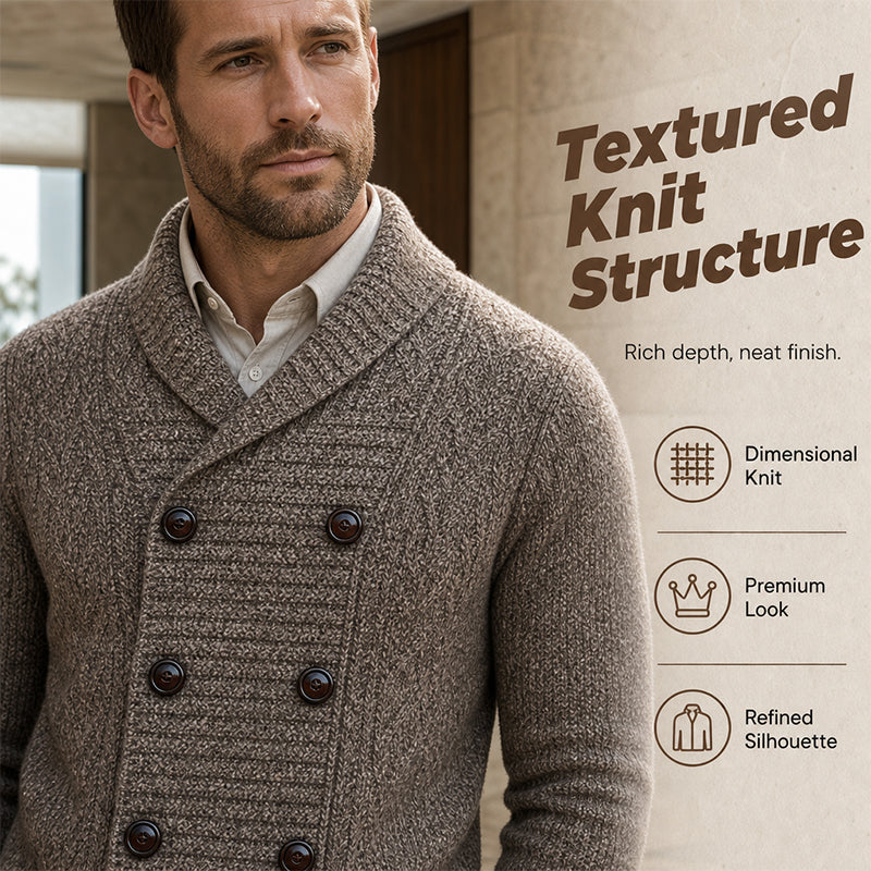 Men's Double Breasted Shawl Collar Knit Cardigan