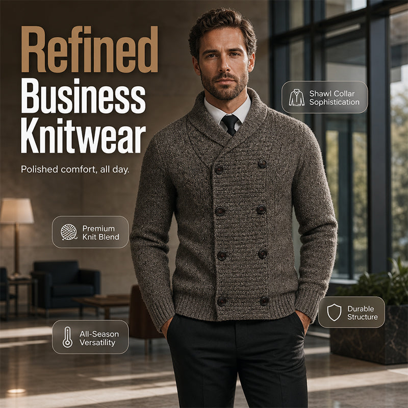 Men's Double Breasted Shawl Collar Knit Cardigan