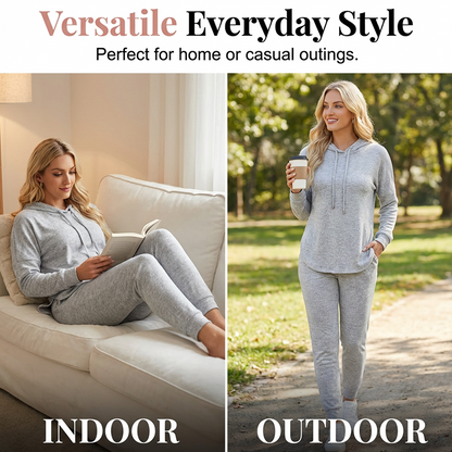 Women's Solid Color 2-Piece Casual Tracksuit Set