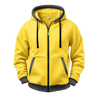 🔥 Everyday Warmth | Men’s Plush-Lined Full-Zip Hoodie with Drawstring Hood