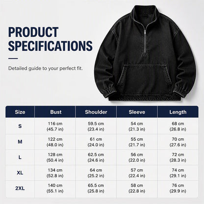 ✨ Relaxed by Design | Women’s Washed Denim Half-Zip Oversized Jacket