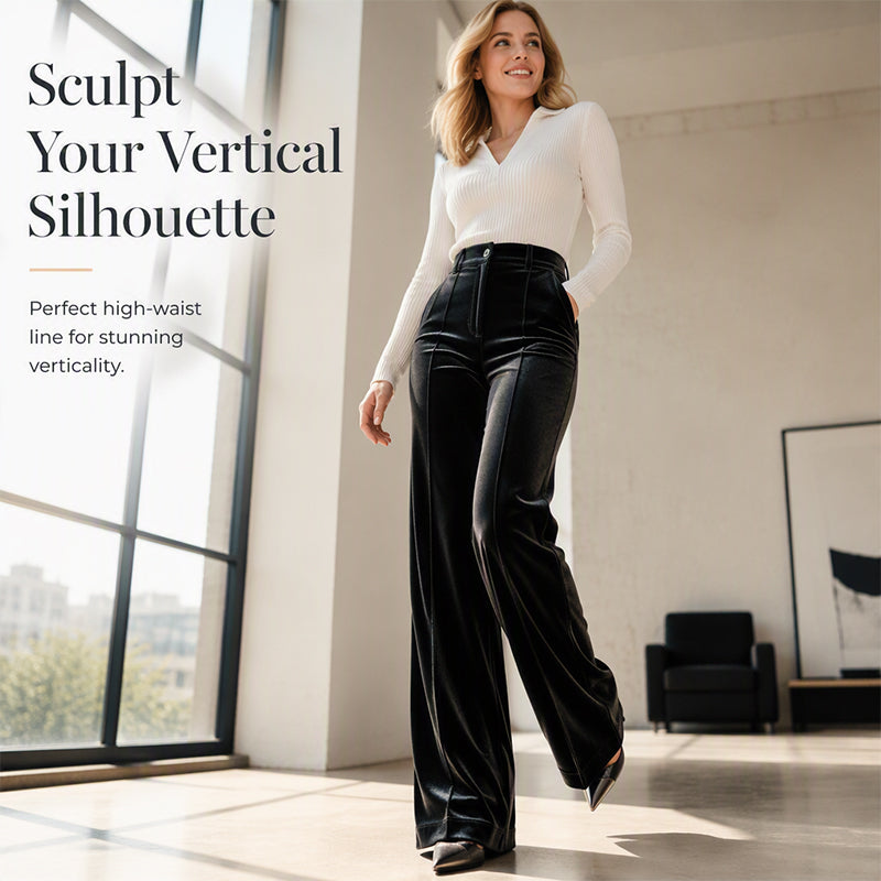 ✨ Effortless Polish | Women’s High-Waist Drapey Wide-Leg Pants with Side Pockets