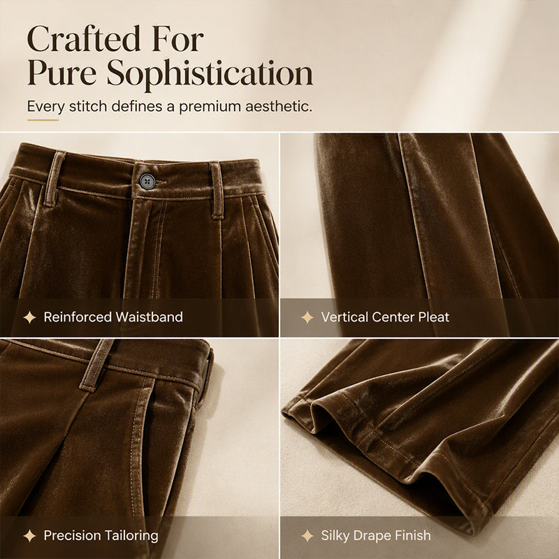 ✨ Effortless Polish | Women’s High-Waist Drapey Wide-Leg Pants with Side Pockets
