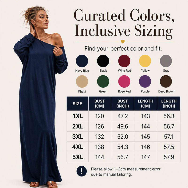 💃 Off-Shoulder Elegance, Flattering Maxi Drape | Women's Long-Sleeve Dress