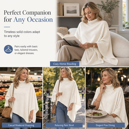 Women's Elegant Knitted Shawl Wrap Solid Color Loose Fit Versatile Cape