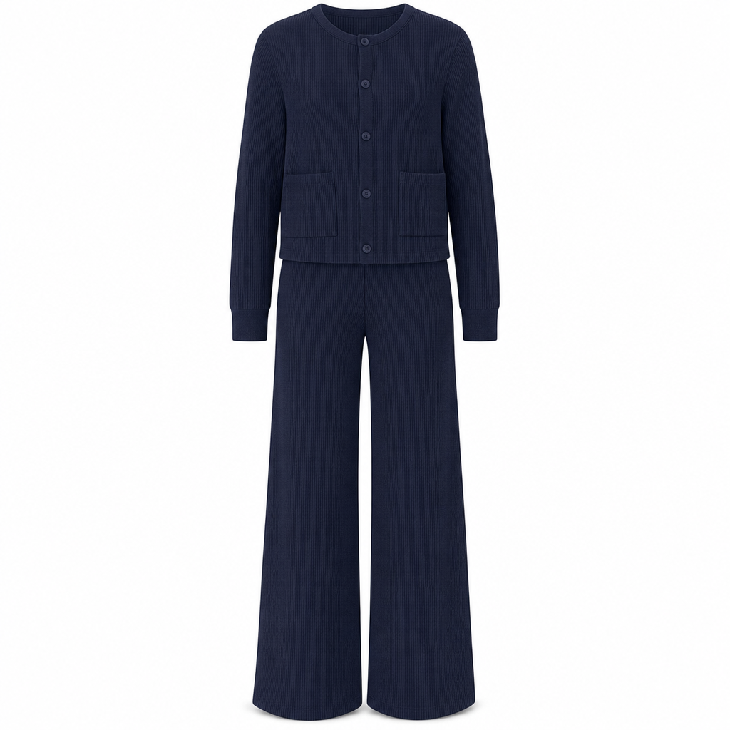 Women's Casual 2 Piece Knitted Cardigan Sweater and Wide Leg Pants Set