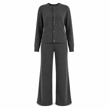 Women's Casual 2 Piece Knitted Cardigan Sweater and Wide Leg Pants Set