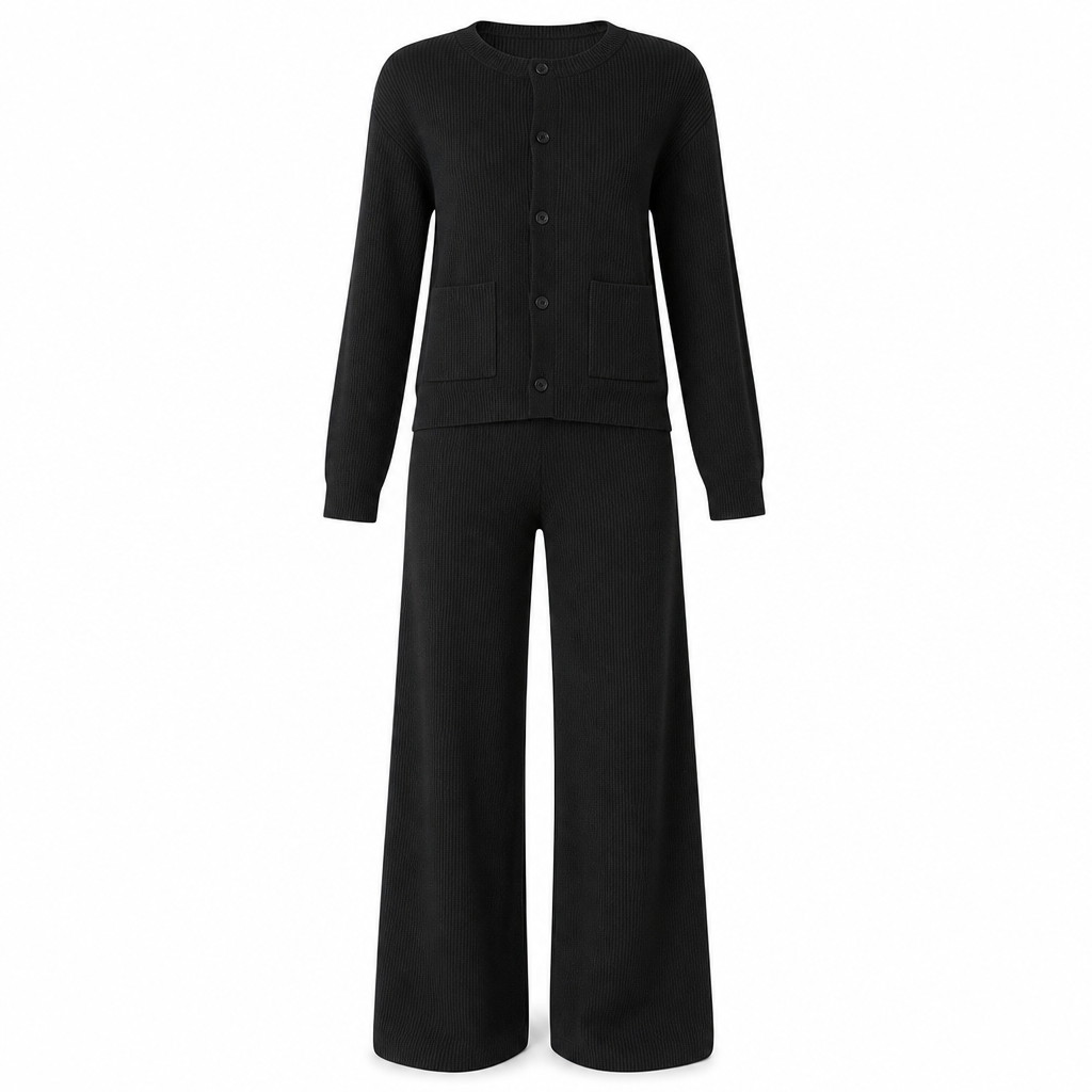 Women's Casual 2 Piece Knitted Cardigan Sweater and Wide Leg Pants Set