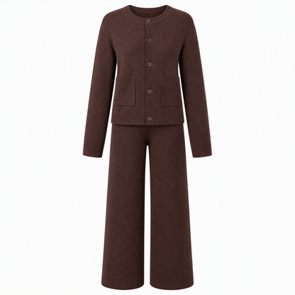 Women's Casual 2 Piece Knitted Cardigan Sweater and Wide Leg Pants Set