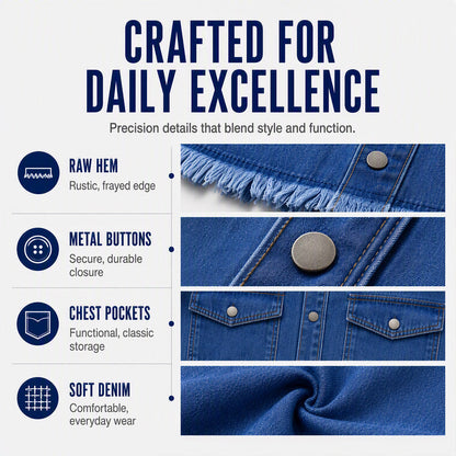 Women's Frayed Hem Washed Denim Jacket