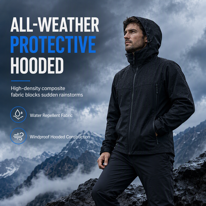 🌧️ Weather-Ready Protection, Easy Movement | Unisex Hooded Softshell Jacket ⚡