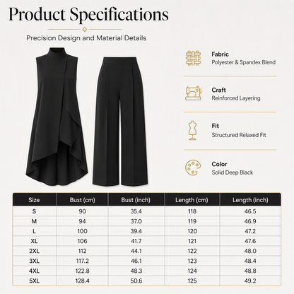 Women's Sleeveless Asymmetric Tunic Top & Wide-Leg Pants Set
