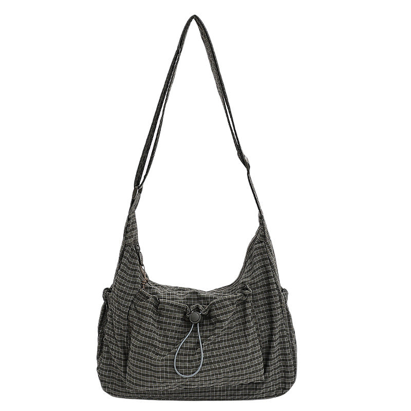 👜 Soft Shape, Standout Style | Plaid Ruched Cloud Bag with Adjustable Strap