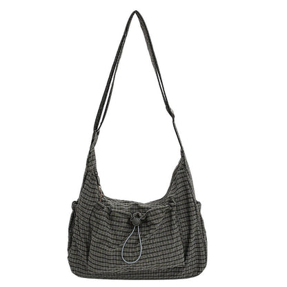 👜 Soft Shape, Standout Style | Plaid Ruched Cloud Bag with Adjustable Strap