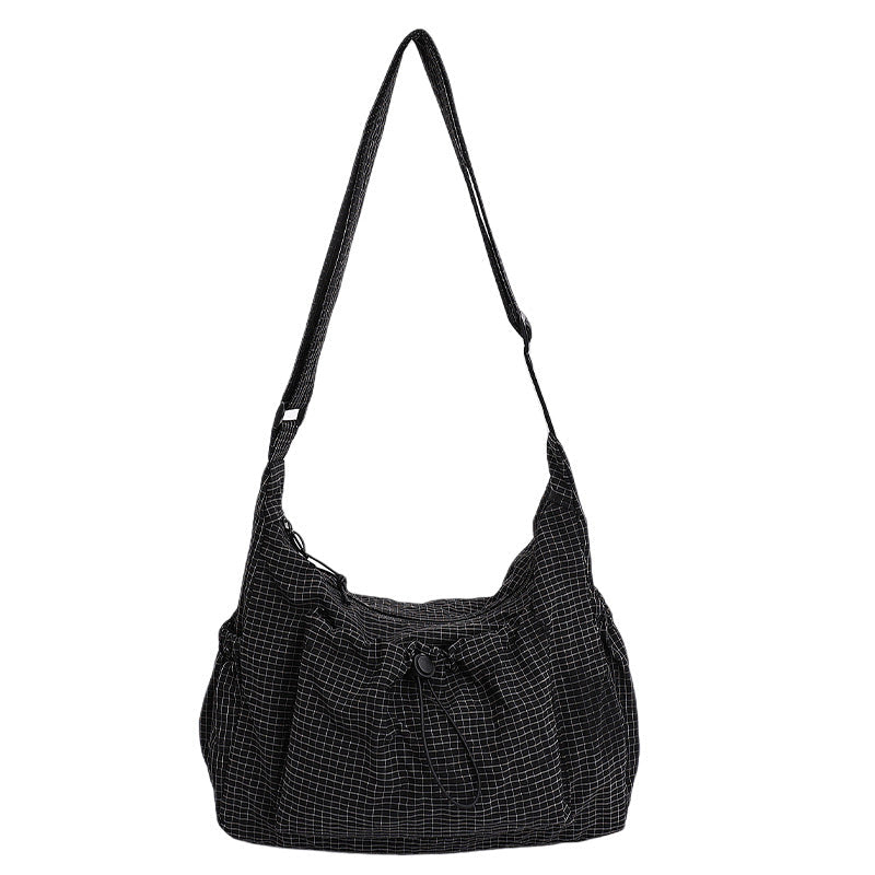 👜 Soft Shape, Standout Style | Plaid Ruched Cloud Bag with Adjustable Strap