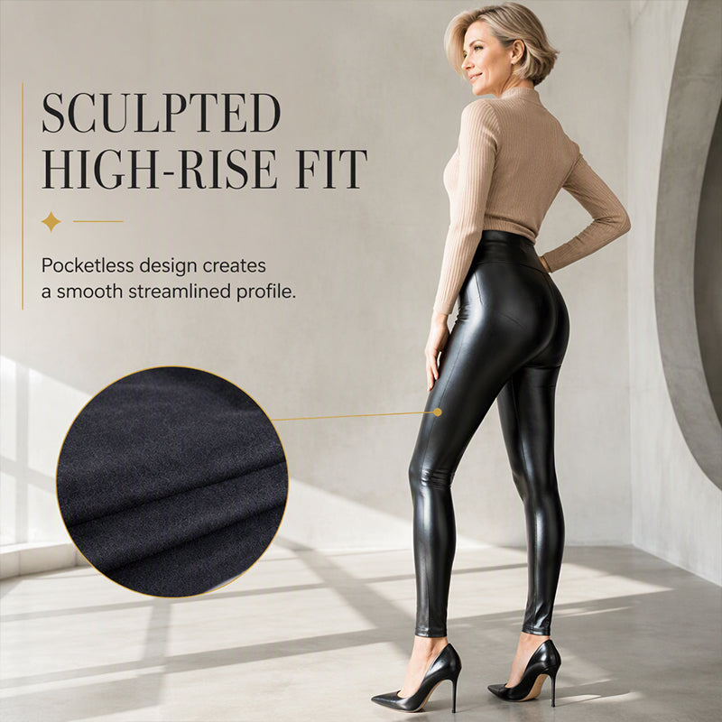 Women's High-Waisted PU Leather Leggings