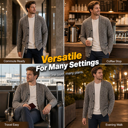 🧶 Men's Knit Cardigan – Classic Buttons & Multiple Colors | Perfect for Layering, Travel & Gatherings, Elevates Any Outfit ✨